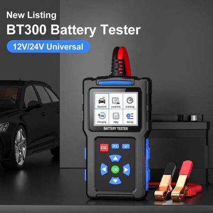 Essential Car Battery Checker for Everyday Driving Needs - BT300 12V/24V battery tester with clamps for quick voltage and health checks