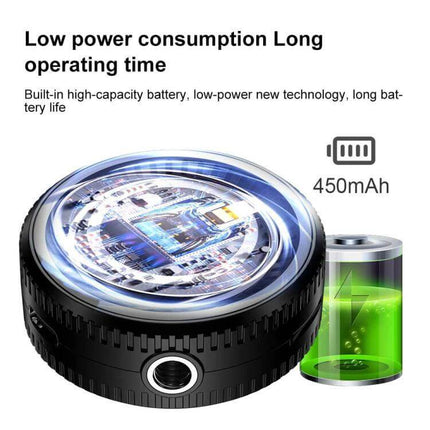 Compact Portable Fisheye Wide-Angle Lens for Everyday Monitoring showing 140° fisheye lens with 450mAh battery icon and low power consumption