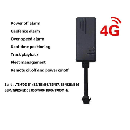 4G Automotive GPS Tracker for South American Vehicles - compact 4G tracker device showing real-time positioning, geofence, overspeed, fleet management features