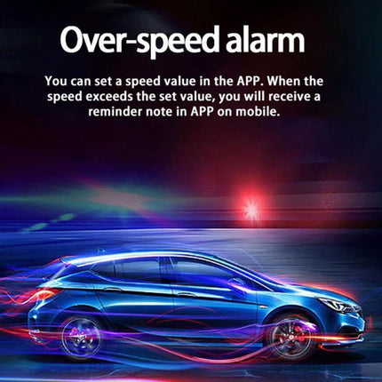 4G Automotive GPS Tracker for South American Vehicles showing over-speed alarm feature with realtime app alerts for cars