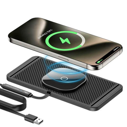 Car Magnetic Wireless Charging Anti Slip Pad For Phones silicone anti-slip car pad with magnetic wireless charger and USB cable