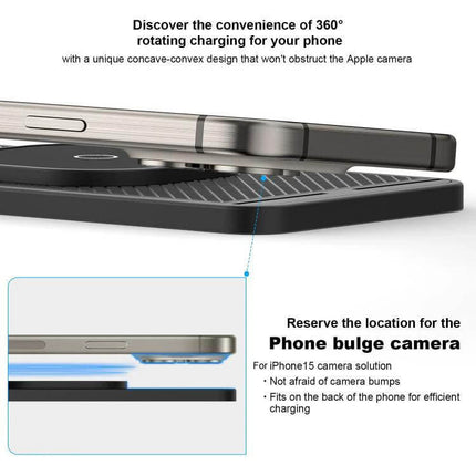 Car Magnetic Wireless Charging Anti Slip Pad For Phones silicone anti-slip magnetic wireless charging pad fits phone with camera bulge 360° rotation