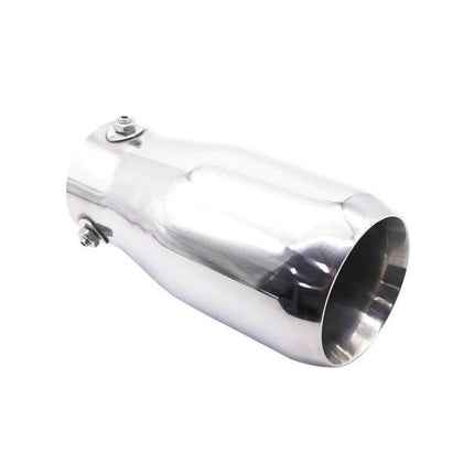 76mm Stainless Steel Double Layer Muffler Exhaust Pipe polished tail tip, screw-fixed universal fit, rust-resistant double-layer protection