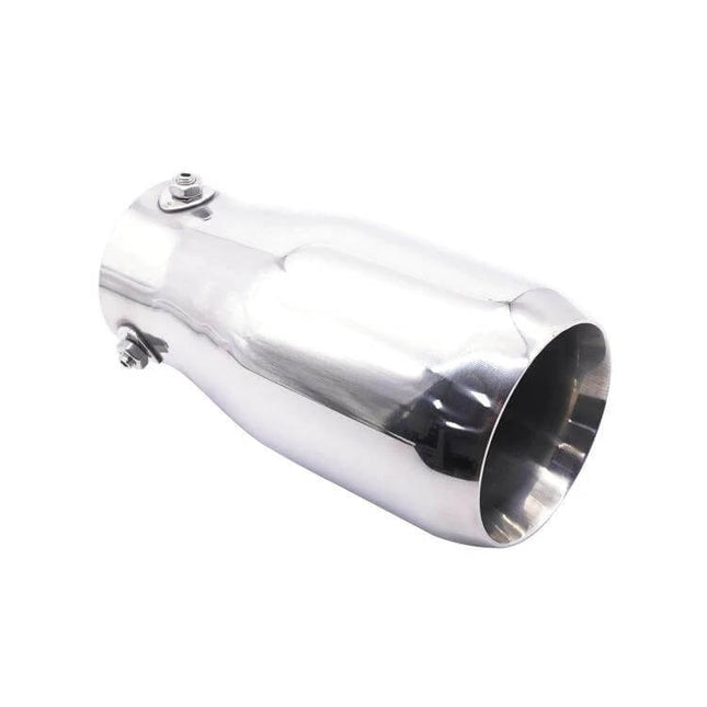 76mm Stainless Steel Double Layer Muffler Exhaust Pipe polished tail tip, screw-fixed universal fit, rust-resistant double-layer protection