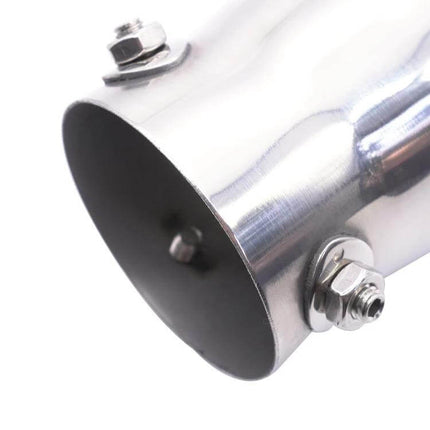 76mm Stainless Steel Double Layer Muffler Exhaust Pipe polished screw-fixed tail tip for universal fit, rust-resistant double-layer protection