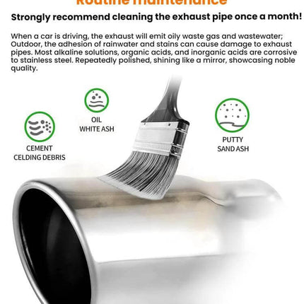 76mm Stainless Steel Double Layer Muffler Exhaust Pipe brushed clean with paintbrush, showing rust-resistant finish and maintenance tips