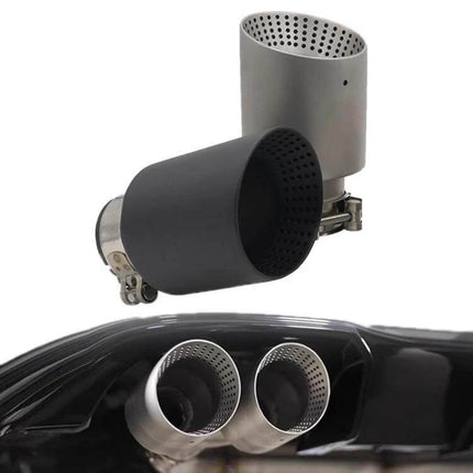 Car Inclined Stainless Steel Muffler Exhaust Pipe 76x101mm Black - 304 stainless steel black finish, screw-fixed universal retrofit