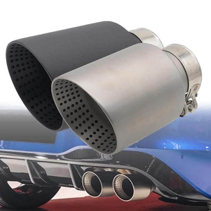 Car Inclined Stainless Steel Muffler Exhaust Pipe 76x101mm Black universal 304 stainless steel angled black finish screw-fixed installation