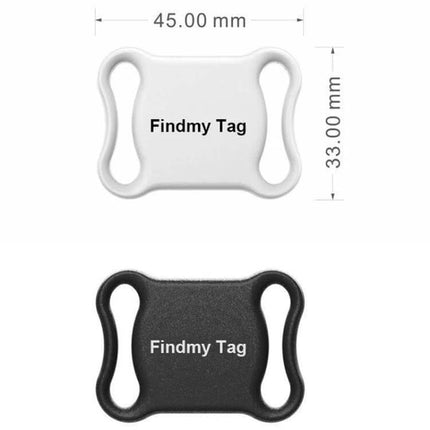 GPS Tracker for Cats and Dogs with Real-Time Location Updates - white and black Findmy Tag tracker showing 45x33mm dimensions