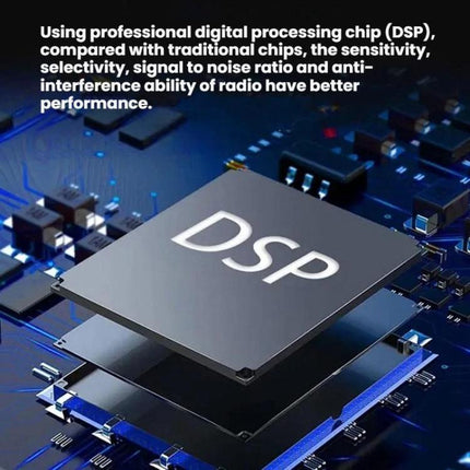 Portable AM/FM Radio with Analog Pointer Tuning for Daily Use showing DSP chip and circuit board highlighting improved signal processing