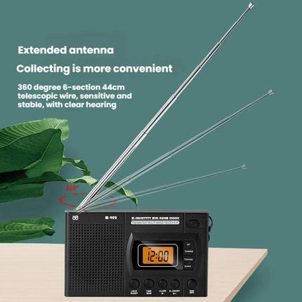 Portable FM AM SW Radio with Digital Clock and LCD Display compact ABS travel radio with telescopic antenna and orange digital clock LCD screen