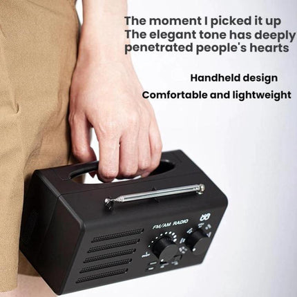 Portable Dual-Band FM and AM Radio with External Power Socket handheld portable radio with manual tuning, ABS compact design, strong signal reception