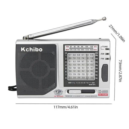 Kchibo 10-Band AM FM SW Portable Radio KK-9803 Mini