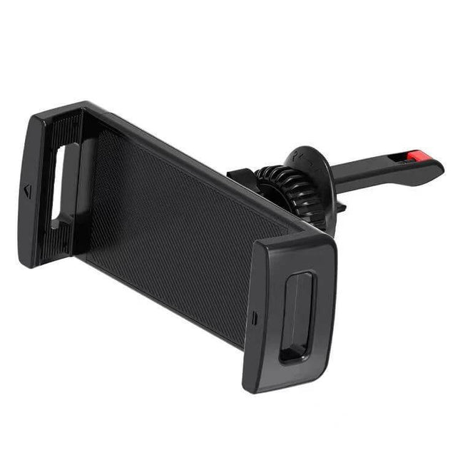 Car Tablet and Phone Holder for 6 to 15 Inch Devices - black ABS car vent mount with silicone padding, adjustable horizontal and vertical holder