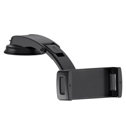 Car Tablet and Phone Holder for 6 to 15 Inch Devices - black ABS car mount with silicone padding, adjustable arm for horizontal and vertical use