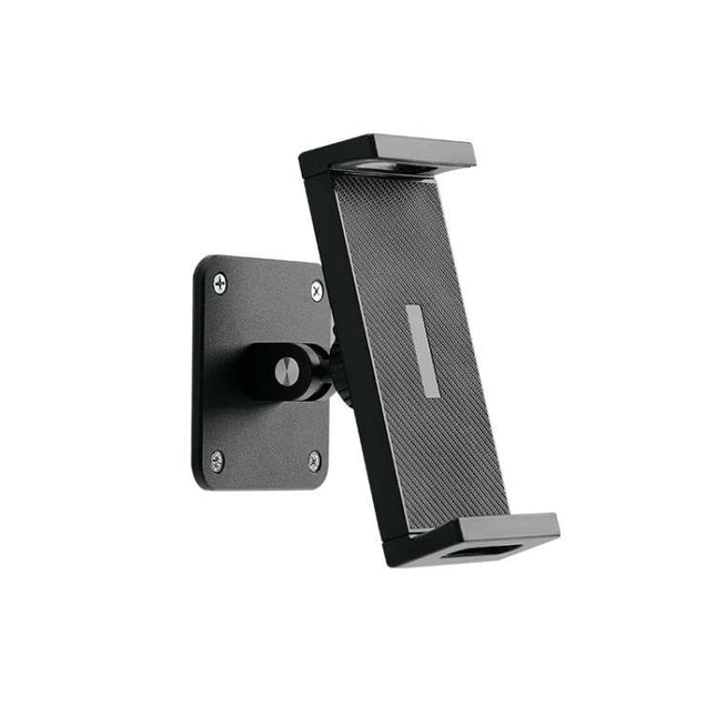 Rotating Aluminum Wall Mount for 4-12.9 Inch Phones and Tablets - black adjustable angled holder for kitchen or desk