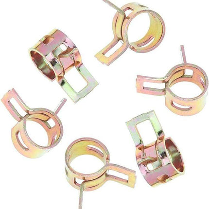 M6/M10 Automotive Fuel Line Mini Spring Hose Clamp Set, 75 Pcs - galvanized spring steel clamps in five sizes for small-diameter hoses