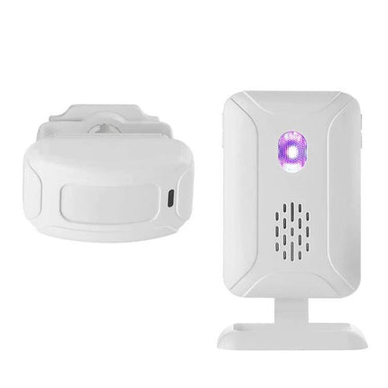 Wireless Entry Alert Doorbell for Supermarkets and Shops - white wireless sensor and receiver with LED alert for retail entrances