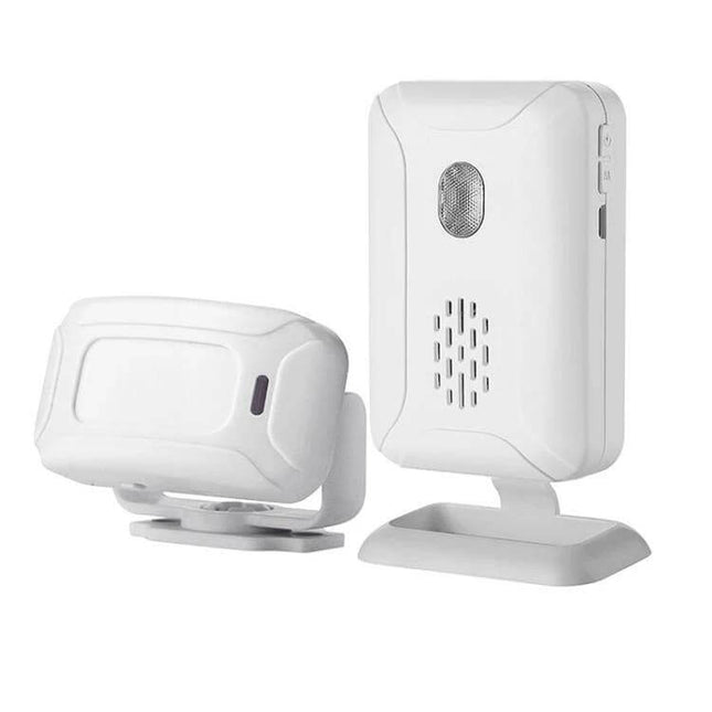 Wireless Entry Alert Doorbell for Supermarkets and Shops - white wireless sensor and receiver unit for retail entrances