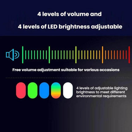 Wireless Entry Alert Doorbell for Supermarkets and Shops showing 4 volume levels and 4 LED brightness settings for retail entrances