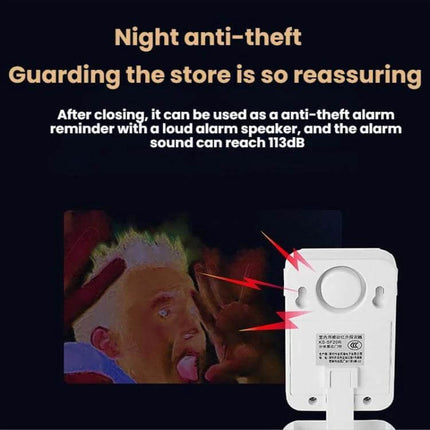 Wireless Entry Alert Doorbell for Supermarkets and Shops - night anti-theft alarm speaker 113dB alerts staff to store entry and deters theft