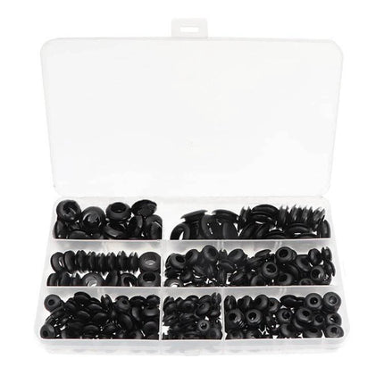 260-Piece Double-Sided O-Ring Seals for Cables in Conduits in organizer box, nitrile grommets for automotive, RV, boat, lighting installations