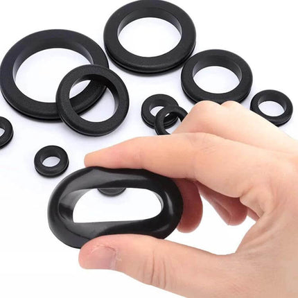 260-Piece Double-Sided O-Ring Seals for Cables in Conduits nitrile grommets set shown with hand holding oval seal