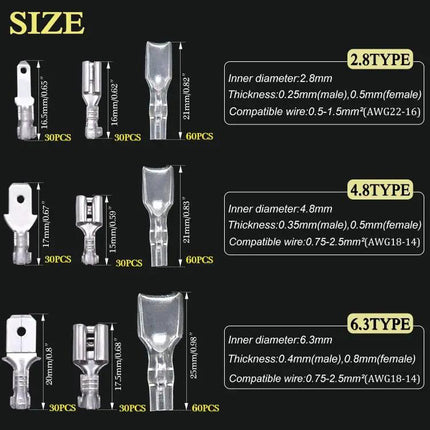 Cold Press Terminal Block Set For Wiring Insulated Covers 360 Pcs