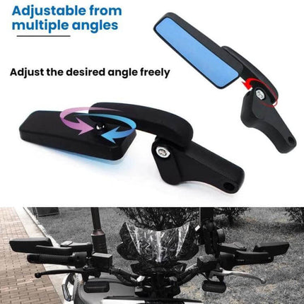 Universal Motorcycle Reverse Assist Reflective Rearview Mirror Blue compact adjustable blue mirror with metal housing for improved rear visibility