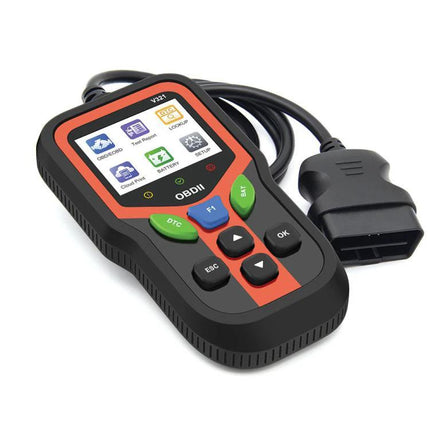 Tool for Checking Car Battery Health in Everyday Drives - handheld OBDII battery health checker with display and cable