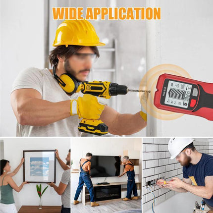 Multifunctional Wall Stud and Metal Detector for Home Use locating studs, pipes and live wiring during shelf and TV installation