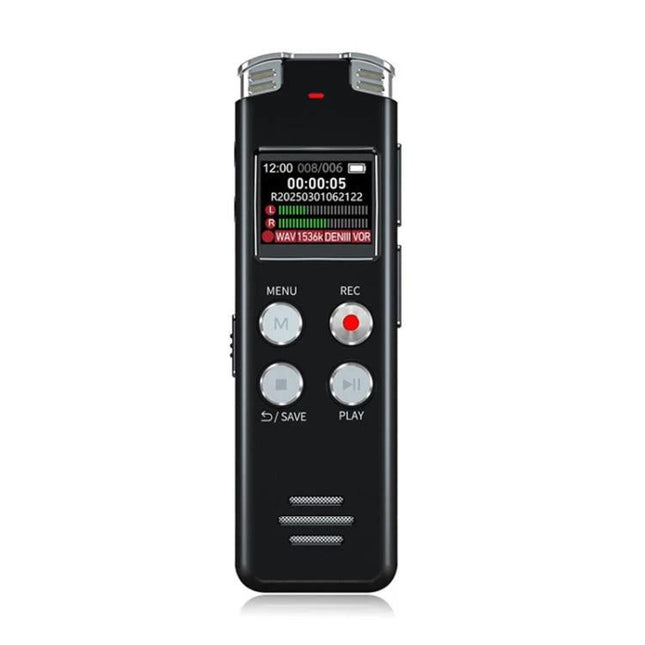 Digital Voice Recorder for Capturing Daily Meetings and Notes - compact black recorder with display and control buttons