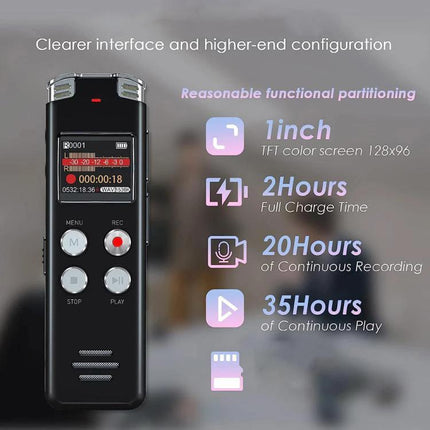Digital Voice Recorder for Capturing Daily Meetings and Notes - compact handheld recorder with 1-inch screen, 20hr recording, 35hr play, and simple buttons