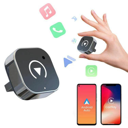 CarPlay Wireless Adapter Mini Square For In Car Use — compact ABS wireless CarPlay dongle that auto-reconnects and converts wired setup to hands-free