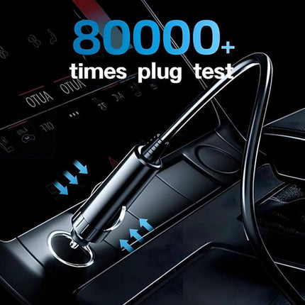 Compact Portable Car Inverter for On-the-Go Charging plugged into vehicle 12V socket for multiple device charging on road trips