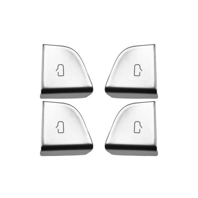 Door Button Protective Patch 4 Piece Set For Tesla - silver ABS door button surround protectors for Model 3 Highland and Model Y, scratch-resistant