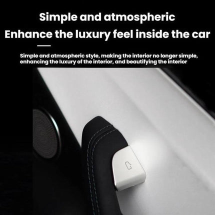 Door Button Protective Patch 4 Piece Set For Tesla installed on Model 3 Highland door button surround, white ABS protective covers