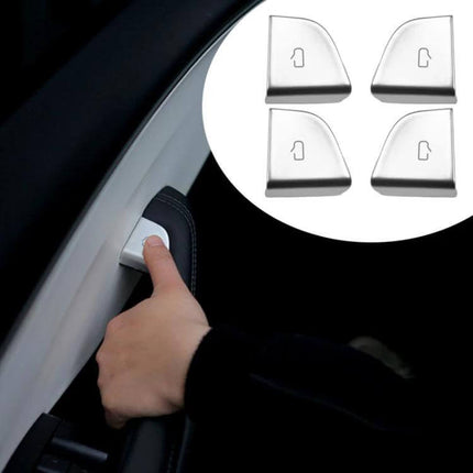 Door Button Protective Patch 4 Piece Set For Tesla silver ABS covers protecting Model 3 Highland and Model Y door button surrounds