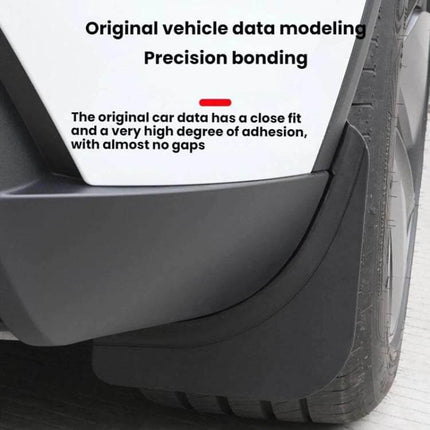Splash Guards for Tesla Model Y Juniper, Protecting from Mud and Splashes - close-fit precision bonded mud flap on rear wheel protecting undercarriage