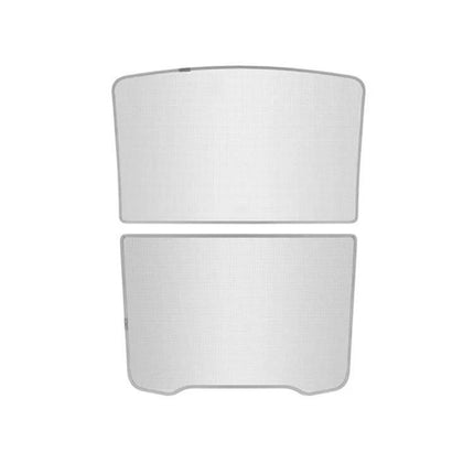 Model Y Juniper Ice Crystals Sunroof Sunshade Protection - pair of white mesh sunshades for Tesla Model Y to reduce heat and UV fading
