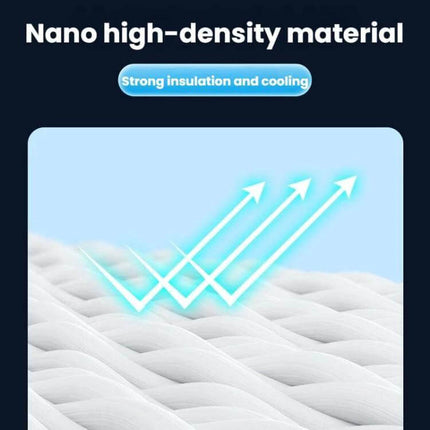 Model Y Juniper Ice Crystals Sunroof Sunshade Protection showing nano high-density material reflecting sunlight and insulating interior