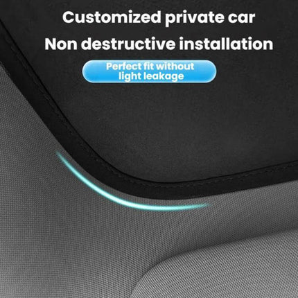 Model Y Juniper Ice Crystals Sunroof Sunshade Protection showing snug non-destructive installation with perfect fit and no light leakage