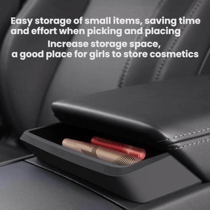 Center Console Armrest Storage Box Silicone Insert For Car Use - silicone organizer in Tesla Model 3 Highland armrest holding lipsticks and small items