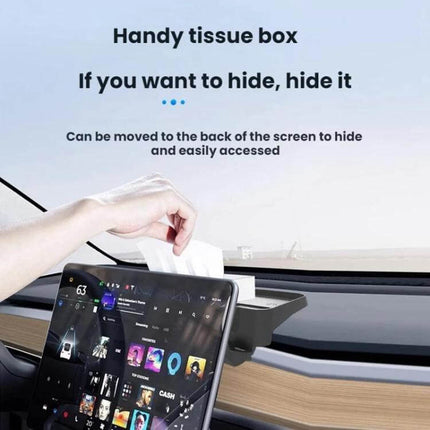 Removable Dashboard Tray ETC Holder for Tesla Highland silicone tray holding ETC card phone and tissue box mounted on Model 3 Highland dash