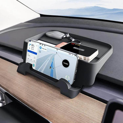 Removable Dashboard Tray ETC Holder for Tesla Highland - silicone dash organizer holding phone, ETC card and keys in Model 3 Highland
