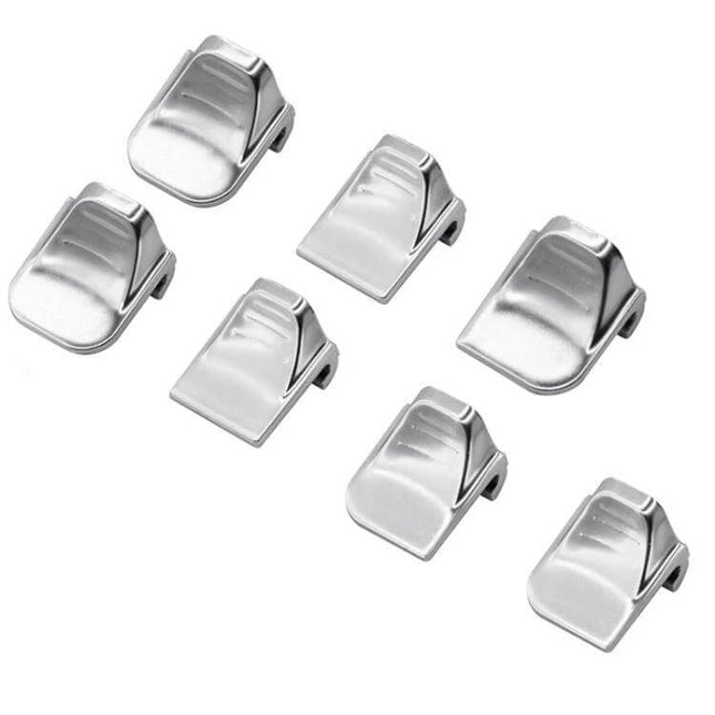 Tesla Model Y Juniper Window Lift Button Sticker Set — silver ABS molded protective stickers for 8 window lift controls
