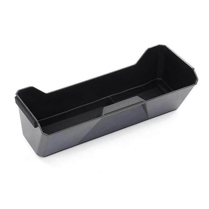 Tesla Cybertruck Front Seat Storage Box With Sliding Drawer For Daily Use black ABS plastic front cabin organizer, custom-fit sliding drawer