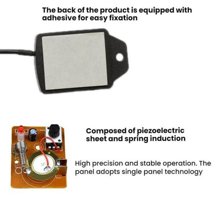 Car Anti-Theft Vibration Sensor with Adhesive Mounting showing adhesive backing and internal piezoelectric circuit board