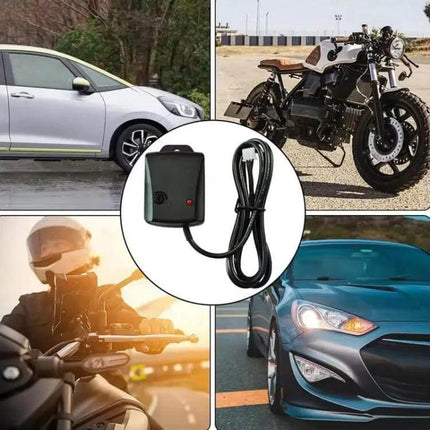 Car Anti-Theft Vibration Sensor with Adhesive Mounting mounted on vehicle body, piezoelectric sensor with adhesive backing for cars and motorcycles
