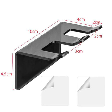 Acrylic Storage Stand for Daily Bathroom Razor Organization holding three razors on compact acrylic shelf with dimensions shown